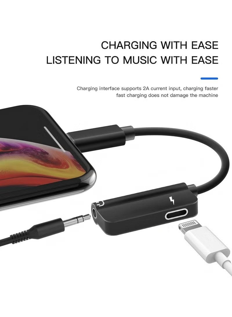 Lightning to 3.5mm Jack Dongle Splitter(2in1) for Apple MFI Certified for iPhone Aux Adapter Headphone Audio Cable Charger Cord for 7 8 Plus X Xr 14 13 12 11 Pro Max for iPad Charging Music Earphone - Image 3