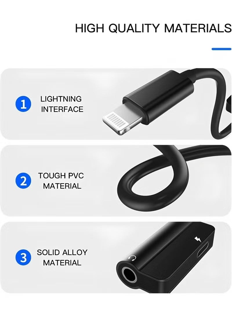 Lightning to 3.5mm Jack Dongle Splitter(2in1) for Apple MFI Certified for iPhone Aux Adapter Headphone Audio Cable Charger Cord for 7 8 Plus X Xr 14 13 12 11 Pro Max for iPad Charging Music Earphone - Image 4