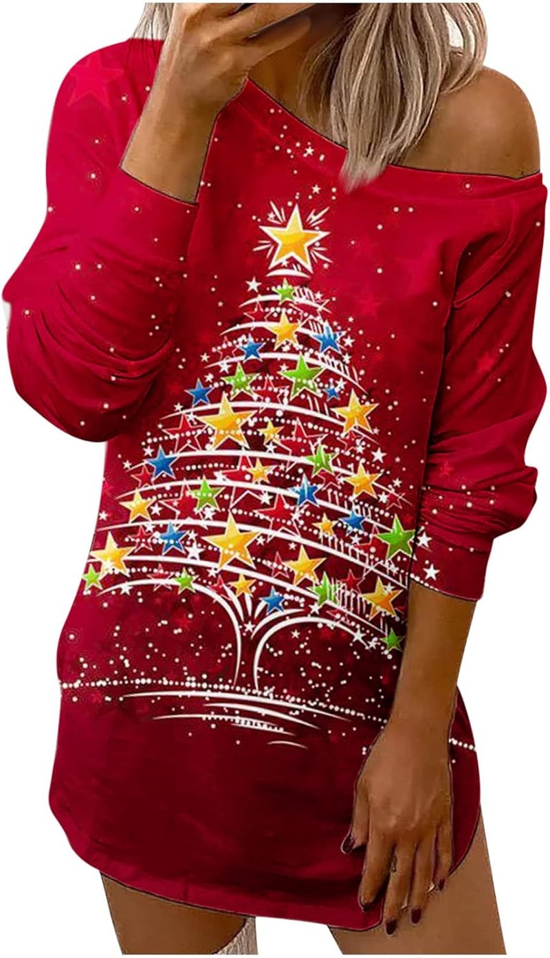 woobles Women Chrismas Jumper Pullover Novelty Funny Graphic Long Sleeve T-Shirts Xmas Casual Sweatshirt Crew Neck Long Sleeve Pullover Tops Blouse Christmas T Shirt for Women Girls - Image 1