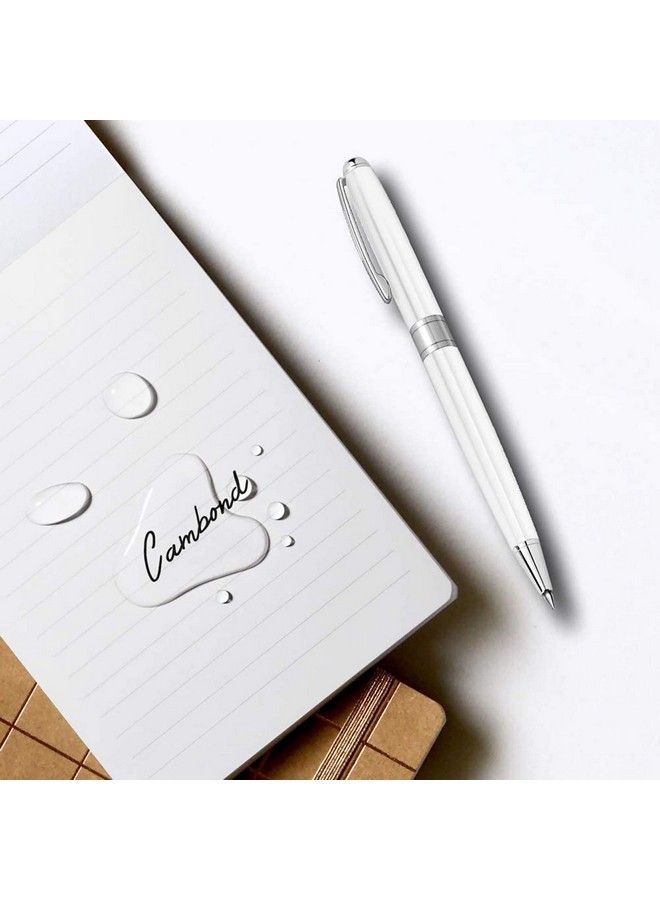 Cambond Ballpoint Pens Black Ink Metal Pens Stainless Steel Uniform Pens For Men Gift Business Police Flight Attendant 1.0 Mm Medium Point 3 Pens With 3 Extra Refills White - Image 5
