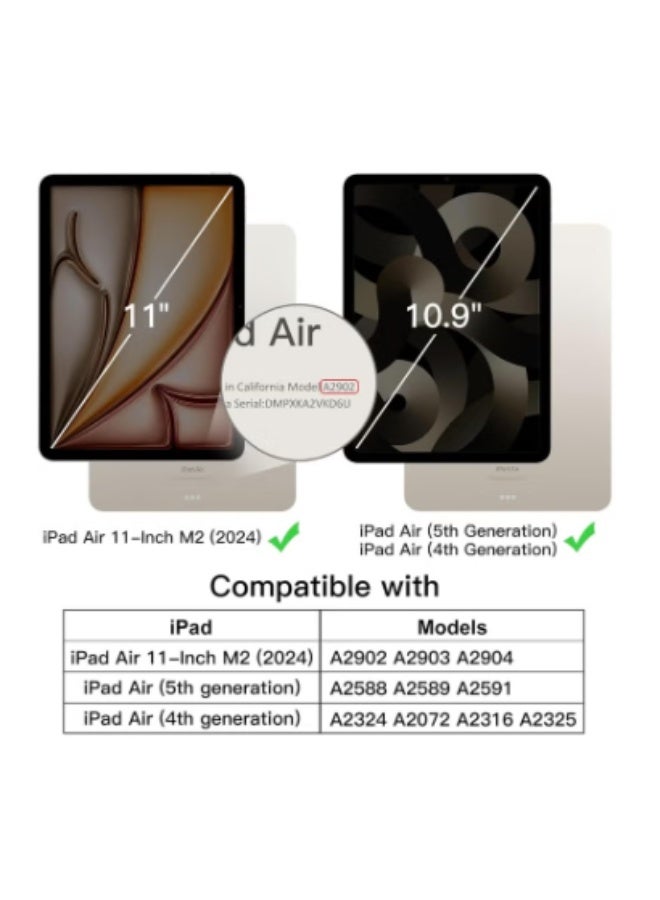 RTZ Case for iPad Air 11-Inch M2 (2024), iPad Air 5/4 (2022/2020 5th/4th 10.9-Inch) Built-in Pencil Holder Flexible Back Cover, Trifold Stand, Auto Sleep Wake Rebound Series Black - Image 2