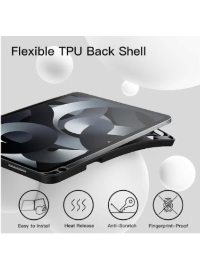 RTZ Case for iPad Air 11-Inch M2 (2024), iPad Air 5/4 (2022/2020 5th/4th 10.9-Inch) Built-in Pencil Holder Flexible Back Cover, Trifold Stand, Auto Sleep Wake Rebound Series Black - Image 3