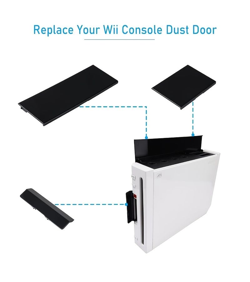 بطاقة استبدال منفذ استضافة WII السوداء، غطاء بطارية ثلاثي في واحد للباب. - Image 5