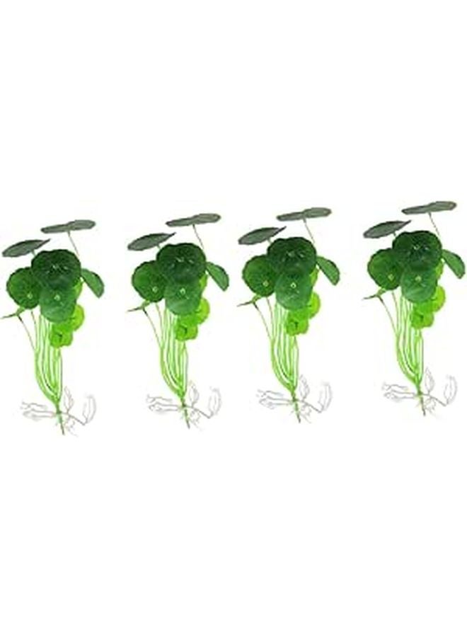 Green Lotus Leaf Aquarium Plants 4 Pack Realistic Plastic Pond Decor - Image 1