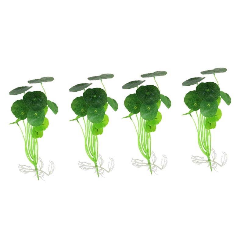 Green Lotus Leaf Aquarium Plants 4 Pack Realistic Plastic Pond Decor - Image 2