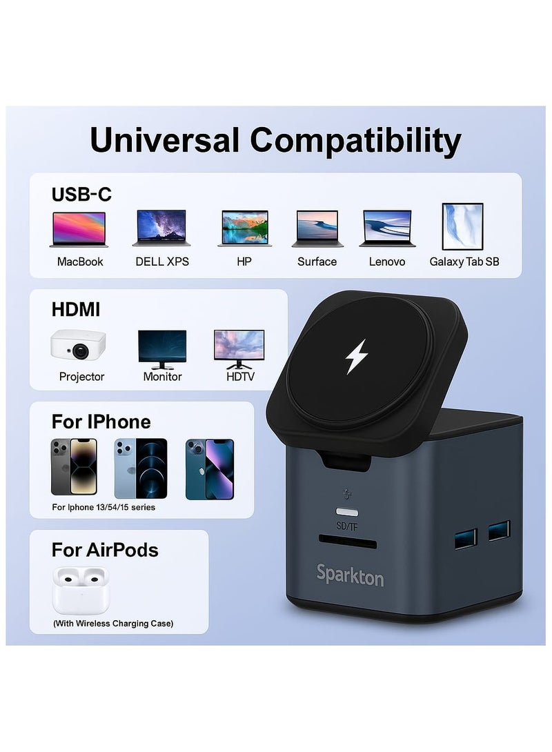 Sparkton 9 in 1 Docking Station with MagSafe Wireless Charging Hub  Multiport USB C Dock for iPhone MacBook and More