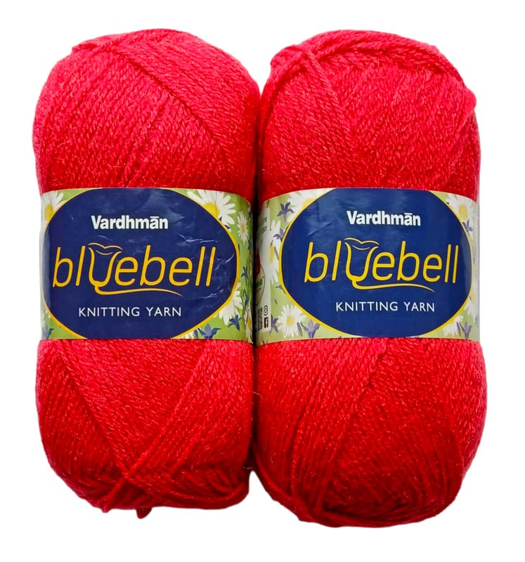 KYSS Vardhman Bluebell Gajri 600 GM 1 Ball 100 GM Each Wool Ball Hand Knitting WoolArt Craft Soft Fingering Crochet Hook Yarn Needle Acrylic Knitting Yarn Thread Dyed Shade No24 - Image 1