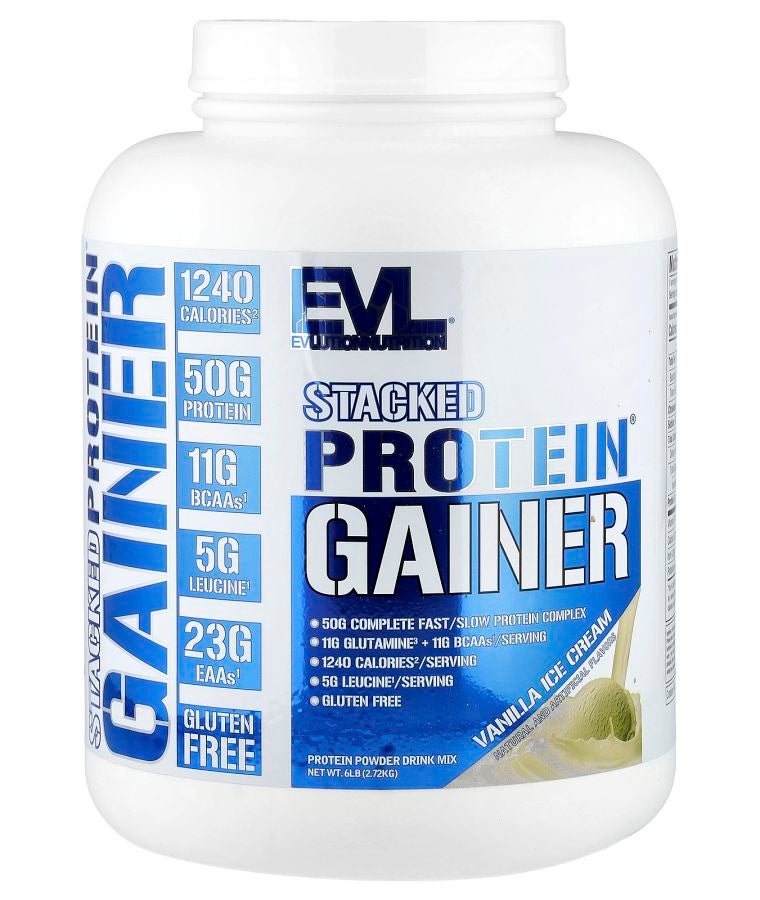 EVLUTION NUTRITION Stacked Protein® Gainer Vanilla Ice Cream 6 lb (2.72 kg)