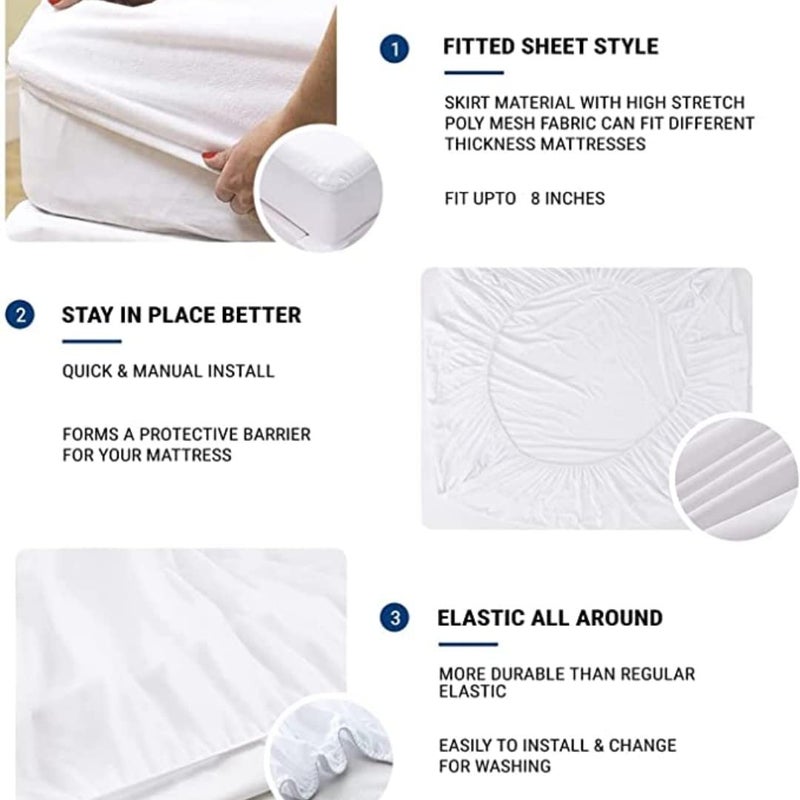 Mattress Protector - 100% Waterproof Mattress Cover Queen Size Bed 78x66 Inches_with 8 Inch Drop Gray - Waterproof Terry Cotton Breathable n Kids Urine Protection (Queen_78x66, Gray)  - Image 5
