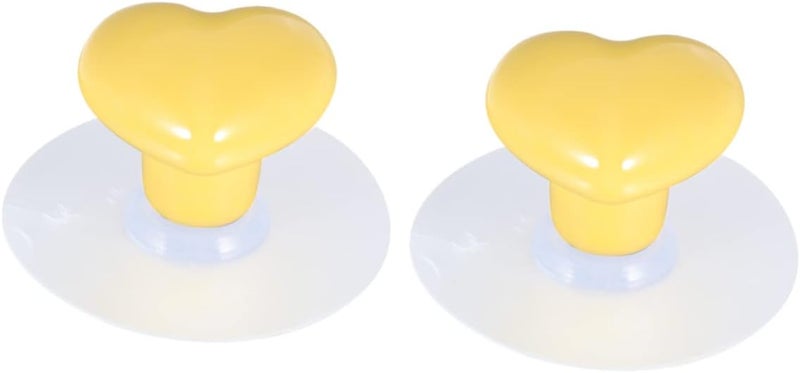 Yellow Heart Shaped Ceramic Drawer Pull Knobs Cup Hook For Furniture Cabinets And Doors - Image 1