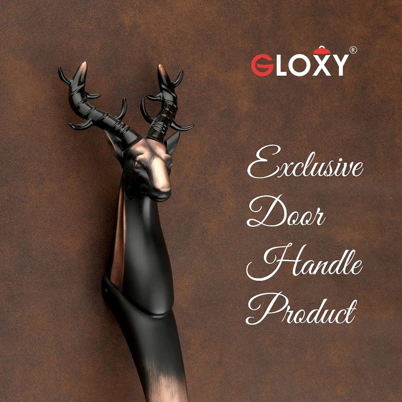GLOXY ENTERPRISE Aluminium 12 inches Deer Shape Door Handle for Main Door Handle Wooden Glass Door Handle Pull Handles for All The Doors of House Office Hotels Black Finish Pack of 1 - Image 2