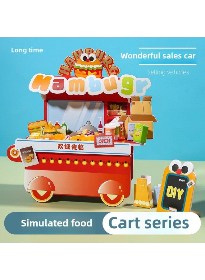 DIY Gourmet Toy Scene Selling Cart Mini Miniature Model 3d Three-dimensional Stitching Creative Handmade-Color:[diy Scene House-bobo Shop] Ready Stock