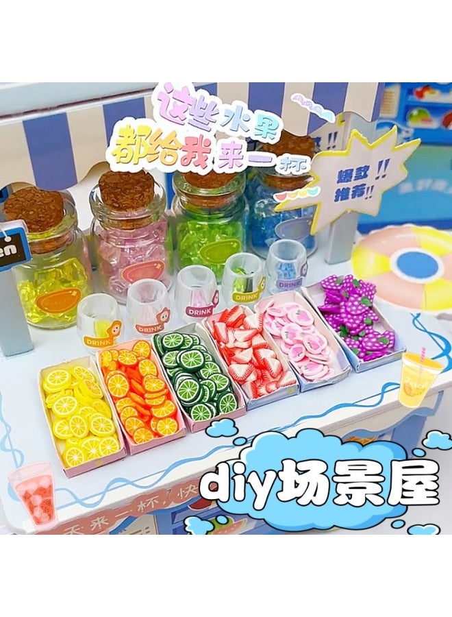 DIY Gourmet Toy Scene Selling Cart Mini Miniature Model 3d Three-dimensional Stitching Creative Handmade-Color:[diy Scene House-bobo Shop] Ready Stock