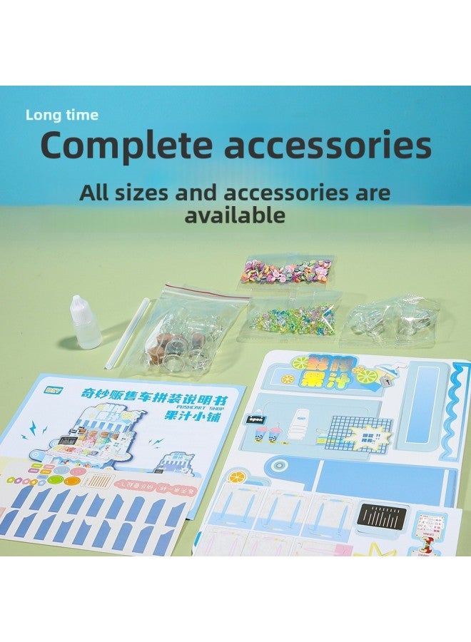 DIY Gourmet Toy Scene Selling Cart Mini Miniature Model 3d Three-dimensional Stitching Creative Handmade-Color:[diy Scene House-bobo Shop] Ready Stock