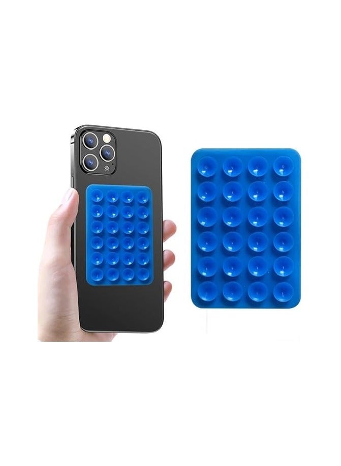 Silicone Suction Cup Phone Case Mount Double Sided, Phone Accessories Hands-Free Strong Grip Holder for Selfies and Videos, Silicon Phone Stand for iPhone and Android (Blue)