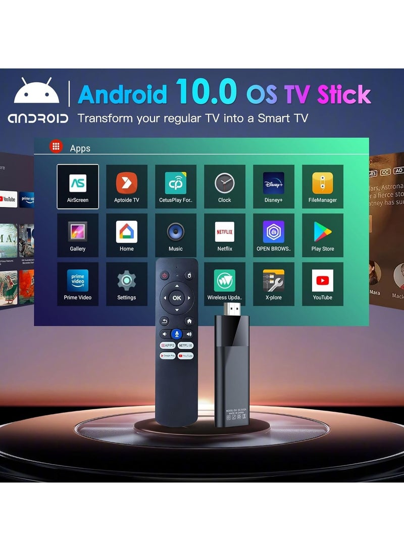 Android TV Stick 4K, 2024 Android TV Stick 10.0 2GB RAM 16GB ROM, 4K TV Stick H313 CPU Supports 2.4G/5G Wi-Fi Bluetooth 5.0 USB, Android TV Stick with Bluetooth Voice Remote Control - Image 2