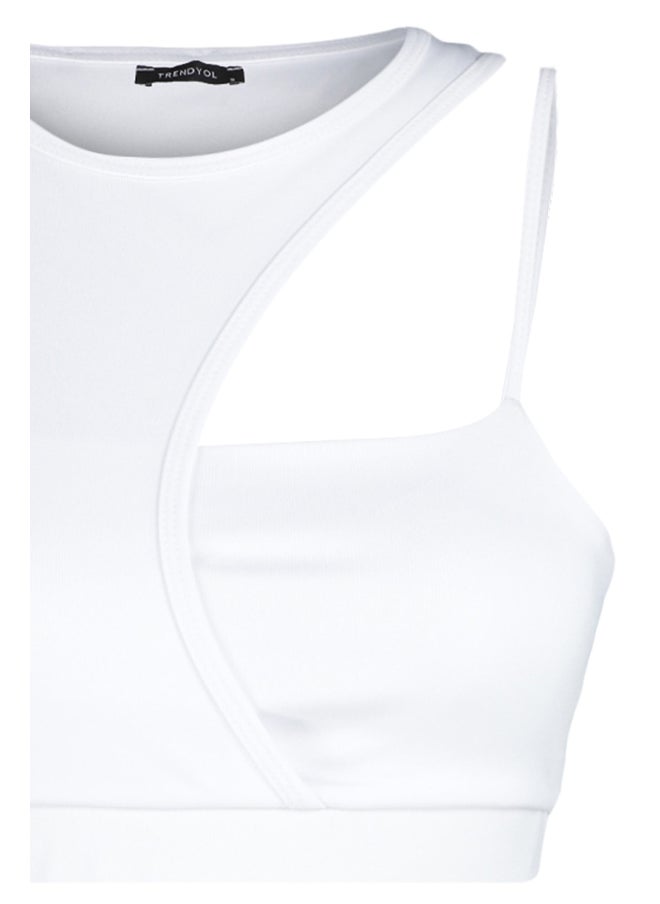 trendyol - Knitted Sports Bra with White Medium Support/Styling Rope Strap THMSS23SS00017 - Image 1