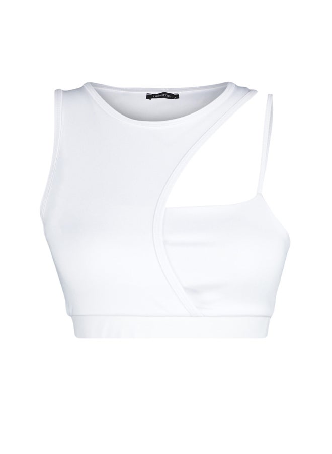 trendyol - Knitted Sports Bra with White Medium Support/Styling Rope Strap THMSS23SS00017 - Image 1