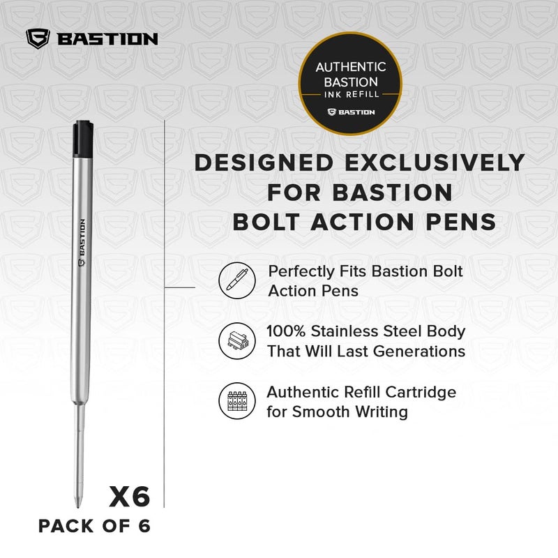 BASTIONÂ® Premium Pen Refill, Deeply Pigmented Ink for All Bastion Bolt Action Luxury Pens, Standard Ink Refill with 0.55mm Fine Tip - Black Gel, 6 PCs - Image 3