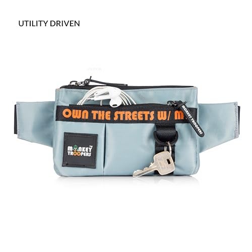 MONKEY TROOPERS Pockstar Waist Bag, Crossbody, Chest Bag for Men Women Girls Boys, Lightweight, Durable, Travel, Hikking, Casual, Dailyuse, Water Resistant (Grey) - Image 3