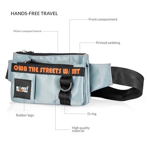 MONKEY TROOPERS Pockstar Waist Bag, Crossbody, Chest Bag for Men Women Girls Boys, Lightweight, Durable, Travel, Hikking, Casual, Dailyuse, Water Resistant (Grey) - Image 2