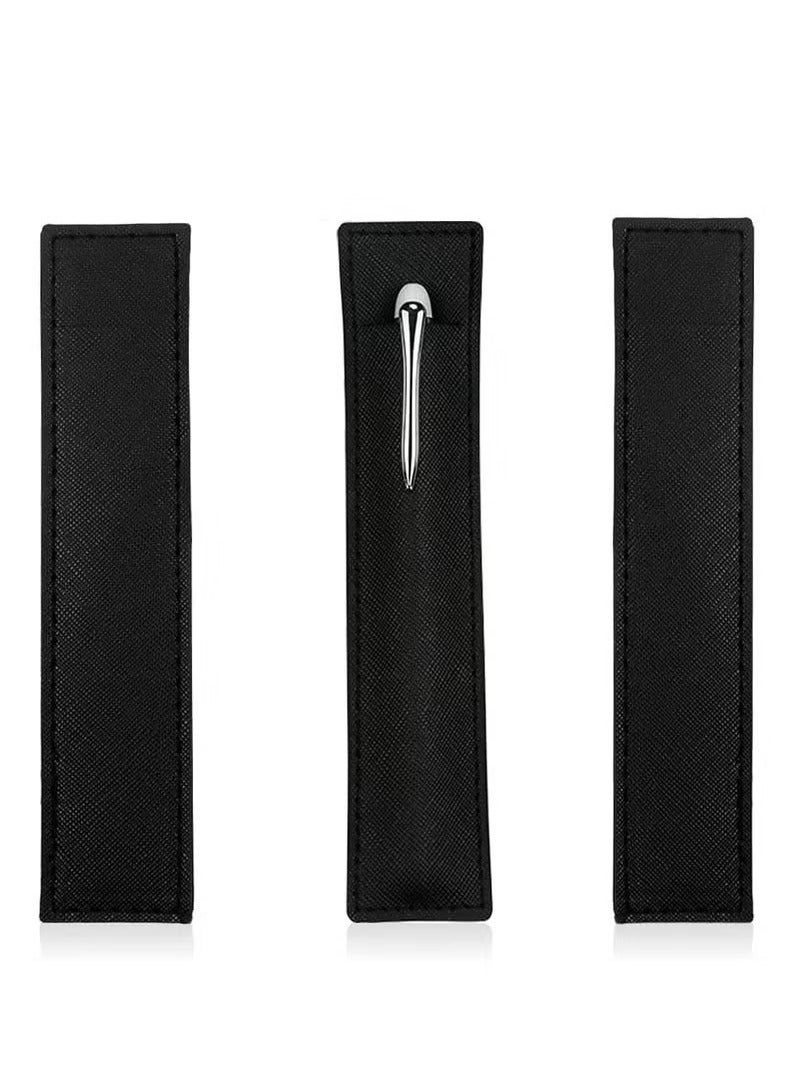 3 Pack Black Leather Pen Sleeves, Single Pen Holder Cases for Fountain Pens, Pencils, Stylus Pens, Ballpoints - Image 1
