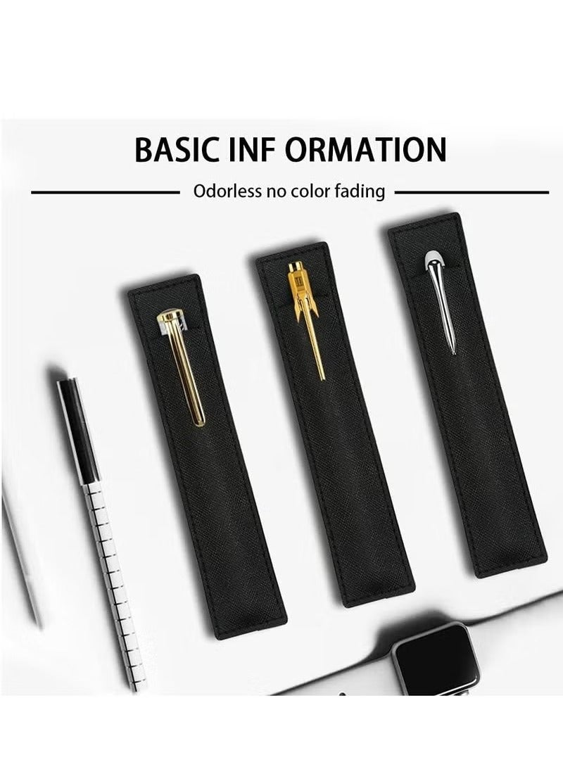 3 Pack Black Leather Pen Sleeves, Single Pen Holder Cases for Fountain Pens, Pencils, Stylus Pens, Ballpoints - Image 2