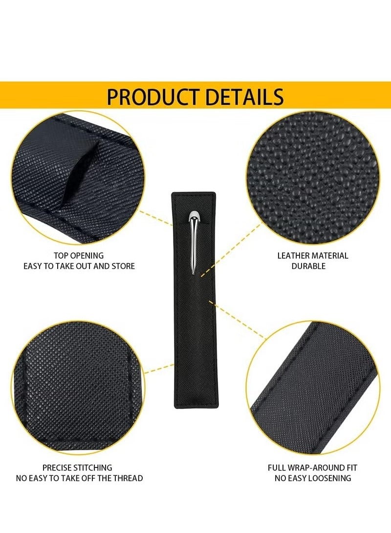 3 Pack Black Leather Pen Sleeves, Single Pen Holder Cases for Fountain Pens, Pencils, Stylus Pens, Ballpoints - Image 3