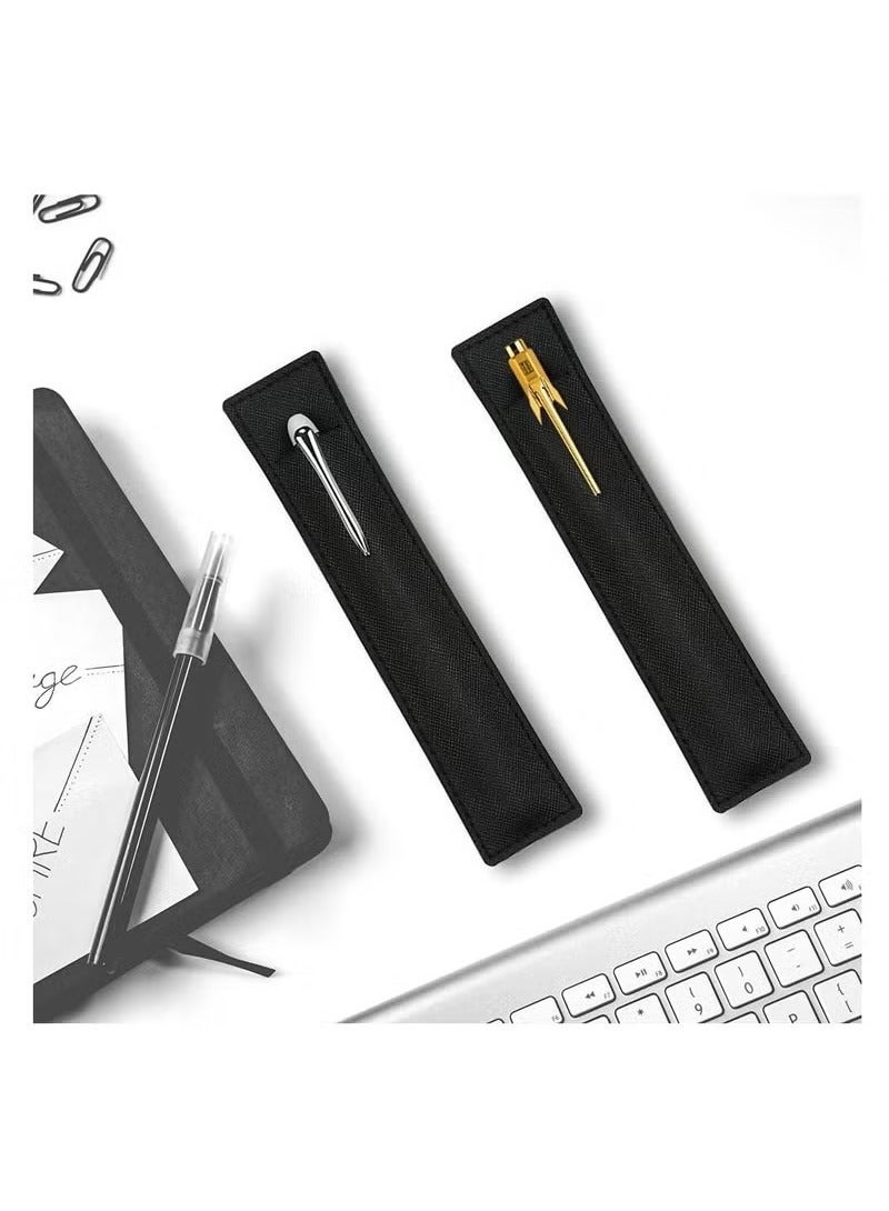 3 Pack Black Leather Pen Sleeves, Single Pen Holder Cases for Fountain Pens, Pencils, Stylus Pens, Ballpoints - Image 4