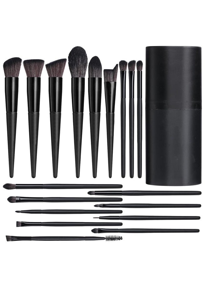 Fanski - 18-Piece Makeup Brush Set,Premium Synthetic Foundation Powder Concealers Eye Shadows Blush Makeup Brushes With Black Case - Image 1