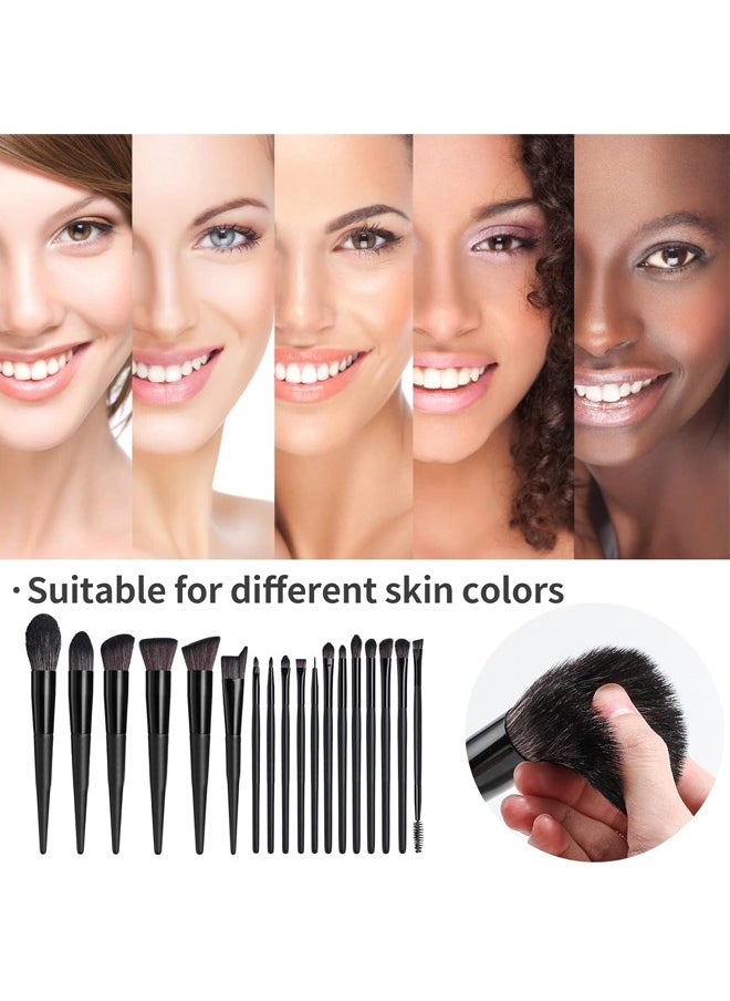 Fanski - 18-Piece Makeup Brush Set,Premium Synthetic Foundation Powder Concealers Eye Shadows Blush Makeup Brushes With Black Case - Image 1