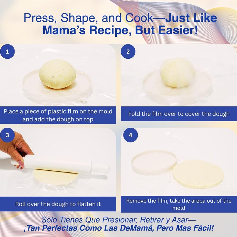 TRAITOOLS Molde para Arepas – 3 Sizes (5.9", 4.3", 3.1") & Double Thickness for Perfect Arepas Colombianas, Gorditas, and More – Durable, Food-Safe, Easy-to-Clean Kitchen Tool - Image 3