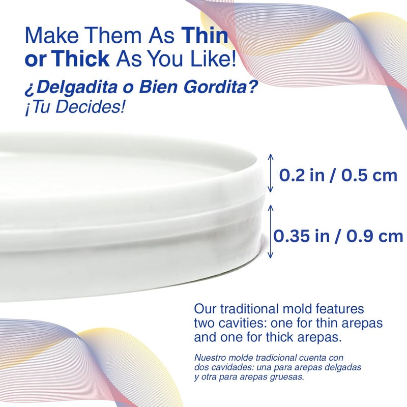 TRAITOOLS Molde para Arepas – 3 Sizes (5.9", 4.3", 3.1") & Double Thickness for Perfect Arepas Colombianas, Gorditas, and More – Durable, Food-Safe, Easy-to-Clean Kitchen Tool - Image 5