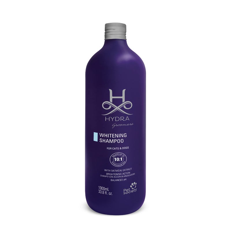 Hydra Groomer's Whitening Shampoo 1 Litre for Cats and Dogs Contains an Optical Brightener That Reduces The Yellowing of The Coat Oatmeal Extract Moisturizes and Softens The Coat - Image 1