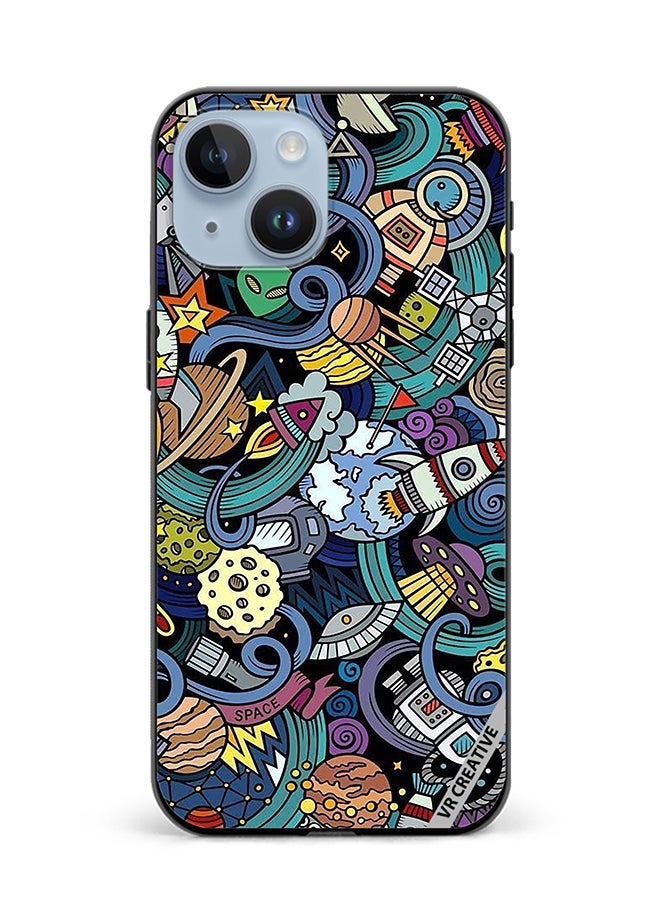 VR CREATIVE Protective Case Cover For Apple iPhone 15 Cartoon Doodles Design Multicolour  - Image 1