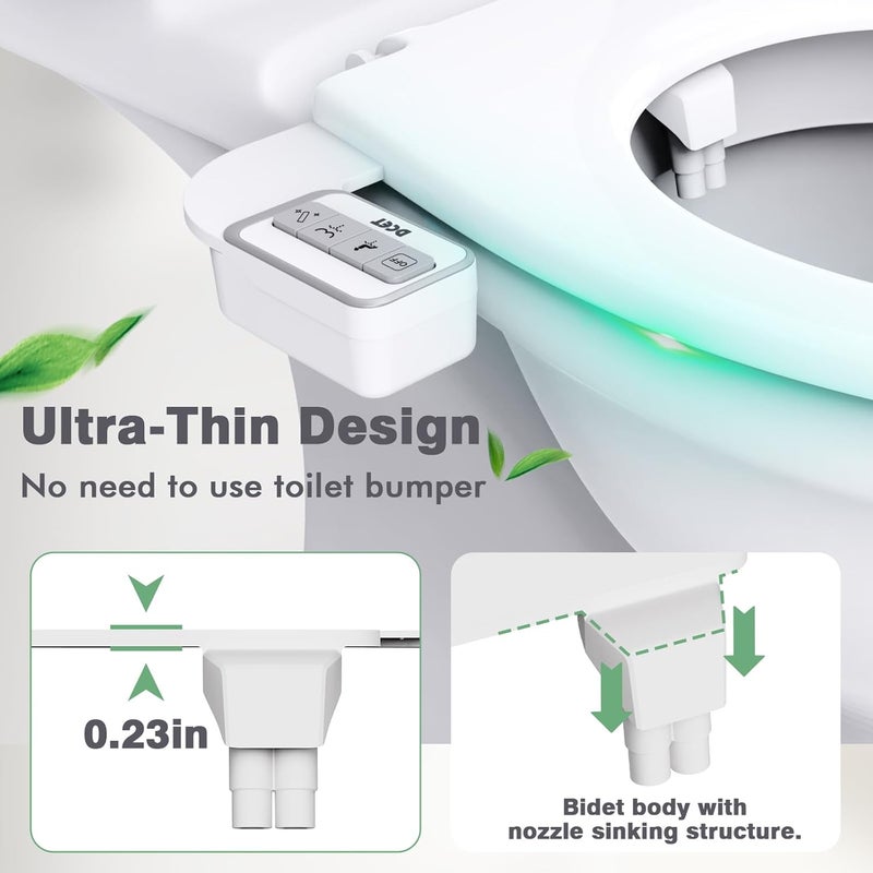 DCET Store Bidet Attachment for Toilet - Non-Electric Self-Cleaning Dual Nozzles (Feminine & Rear Wash), Adjustable Water Pressure Control, Fresh Cold Water Sprayer - Image 3