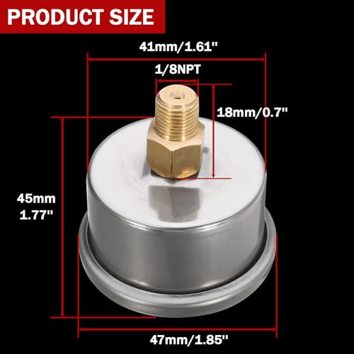 Plobeda Universal Adjustable Fuel Pressure Regulator Gauge Liquid 0-100psi Oil Press Gauge 1/8" NPT Black - Image 2