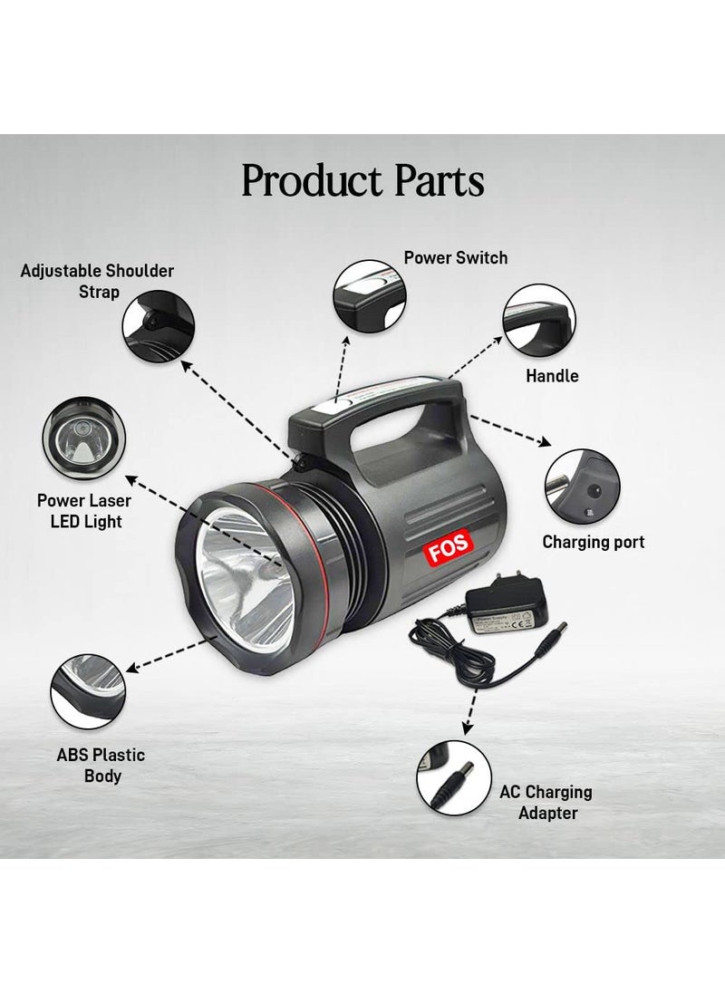 Fos FOS Abs with Velvet Finish Led Search Light 15W with 8 Ah Rechargeable SLA Battery Range 1 Km 1400 Lumen  - Image 2