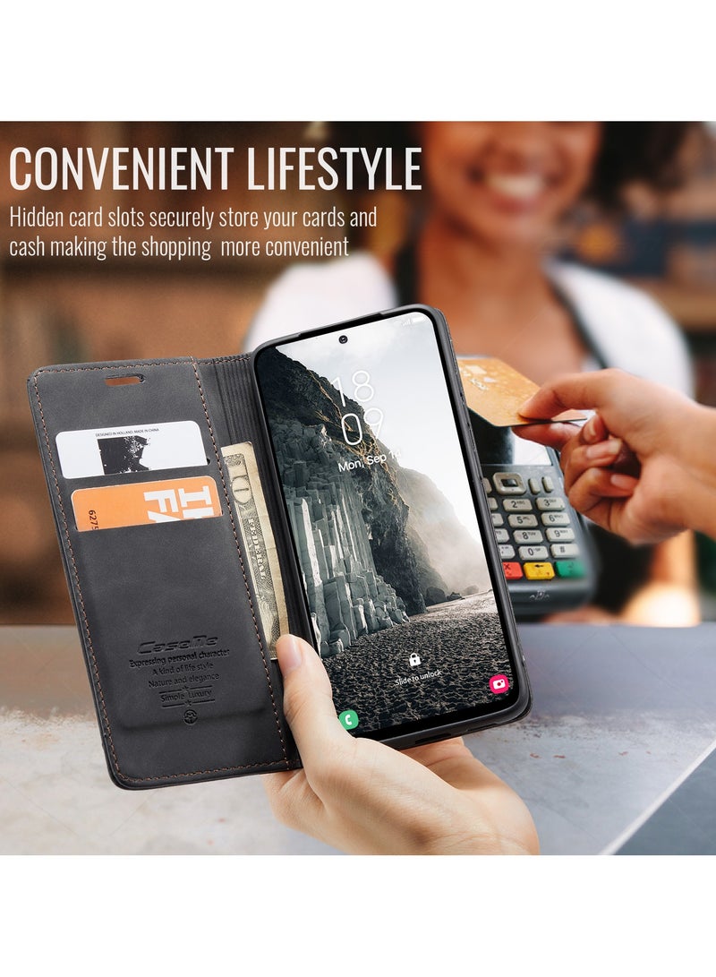 CaseMe For Samsung Galaxy A36 Cover, Soft PU Leather Shockproof Mobile Phone Wallet Case, Full Body Protective Flip Cover Magnetic Adsorption Back Cover - Image 4