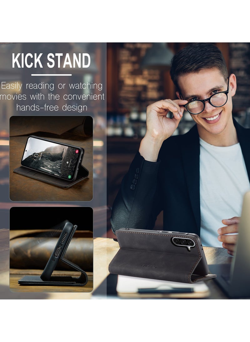 CaseMe For Samsung Galaxy A36 Cover, Soft PU Leather Shockproof Mobile Phone Wallet Case, Full Body Protective Flip Cover Magnetic Adsorption Back Cover - Image 5