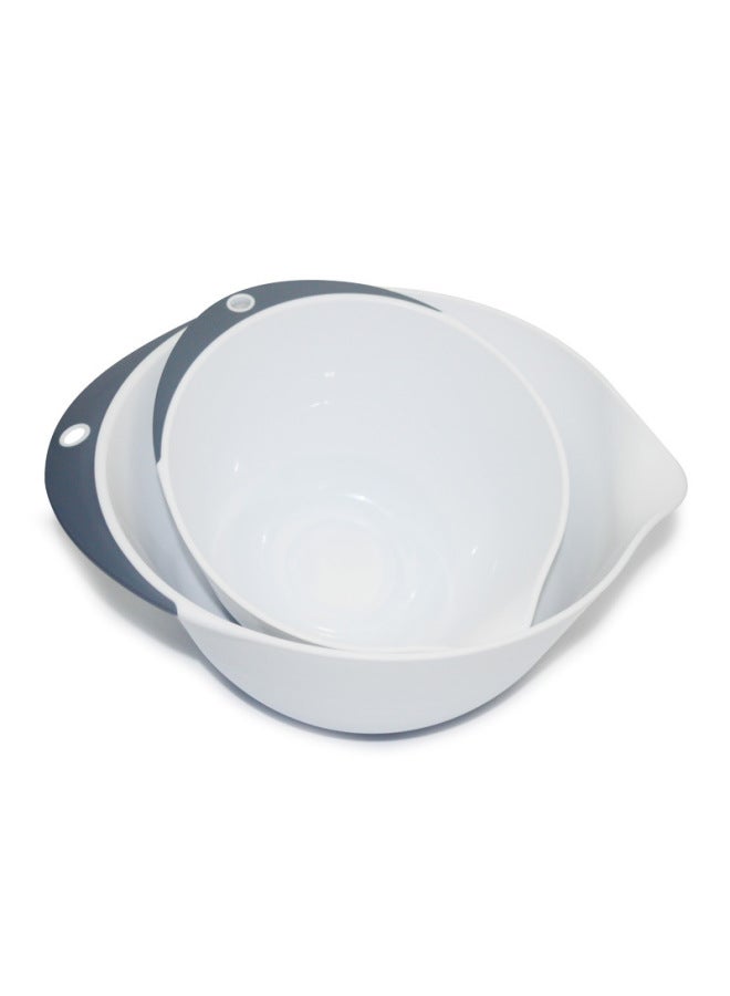 Factory Wholesale Baking Mixing Bowl And Noodle Basin Salad Basin Three Suit Salad Bowl Soft Bottom Vegetable And Fruit Cleaning Basin-Color:Black Two-piece Set - Image 1