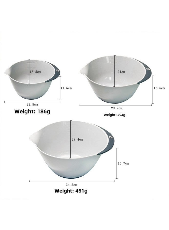 Factory Wholesale Baking Mixing Bowl And Noodle Basin Salad Basin Three Suit Salad Bowl Soft Bottom Vegetable And Fruit Cleaning Basin-Color:Black Two-piece Set - Image 3