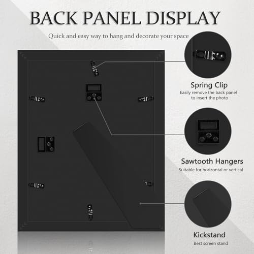 Abtgt 11x14 Diploma Frame Certificate Degree Document Frame with High Definition Glass, with Black and Gold Mat Display 8.5x11 or without Mat Display 11x14, for Wall and Tabletop, Black - Image 2
