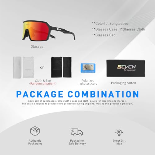 SCVCN Polarized Cycling Glasses Sport Sunglasses MTB BMX Men Women Ride Bike Bicycle Running Golf Hiking Volleyball Tennis Driving Fishing Softball Mountain Riding 01 - Image 4