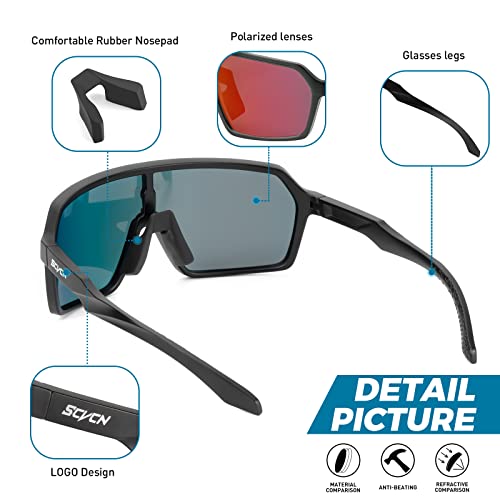 SCVCN Polarized Cycling Glasses Sport Sunglasses MTB BMX Men Women Ride Bike Bicycle Running Golf Hiking Volleyball Tennis Driving Fishing Softball Mountain Riding 01 - Image 5