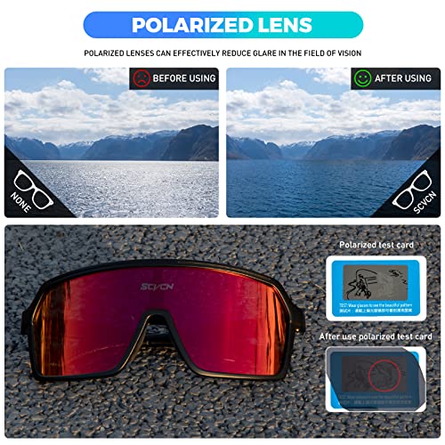 SCVCN Polarized Cycling Glasses Sport Sunglasses MTB BMX Men Women Ride Bike Bicycle Running Golf Hiking Volleyball Tennis Driving Fishing Softball Mountain Riding 01 - Image 3