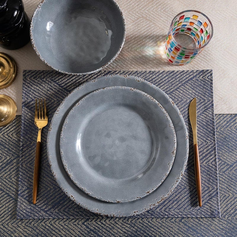 ZAROCRUS Farmhouse Melamine Dinner Plates Set of 6Break and Chip Resistant Kitchen Plates BPA Free 6pcs Dinner Dishes Set 11 Inch Lightweight larger Melamine Salad Plates for Everyday Use Gray - Image 3