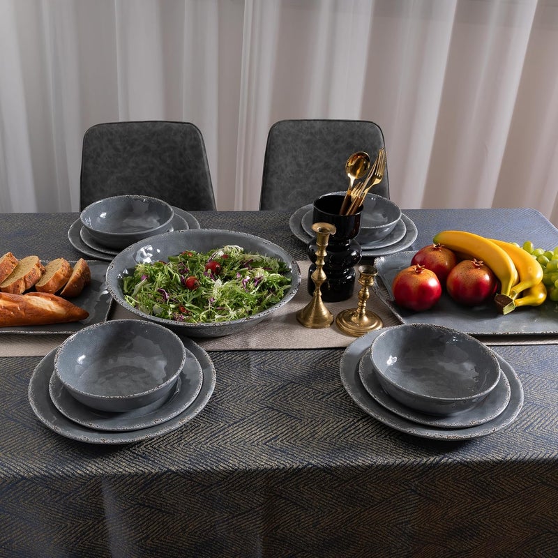 ZAROCRUS Farmhouse Melamine Dinner Plates Set of 6Break and Chip Resistant Kitchen Plates BPA Free 6pcs Dinner Dishes Set 11 Inch Lightweight larger Melamine Salad Plates for Everyday Use Gray - Image 5