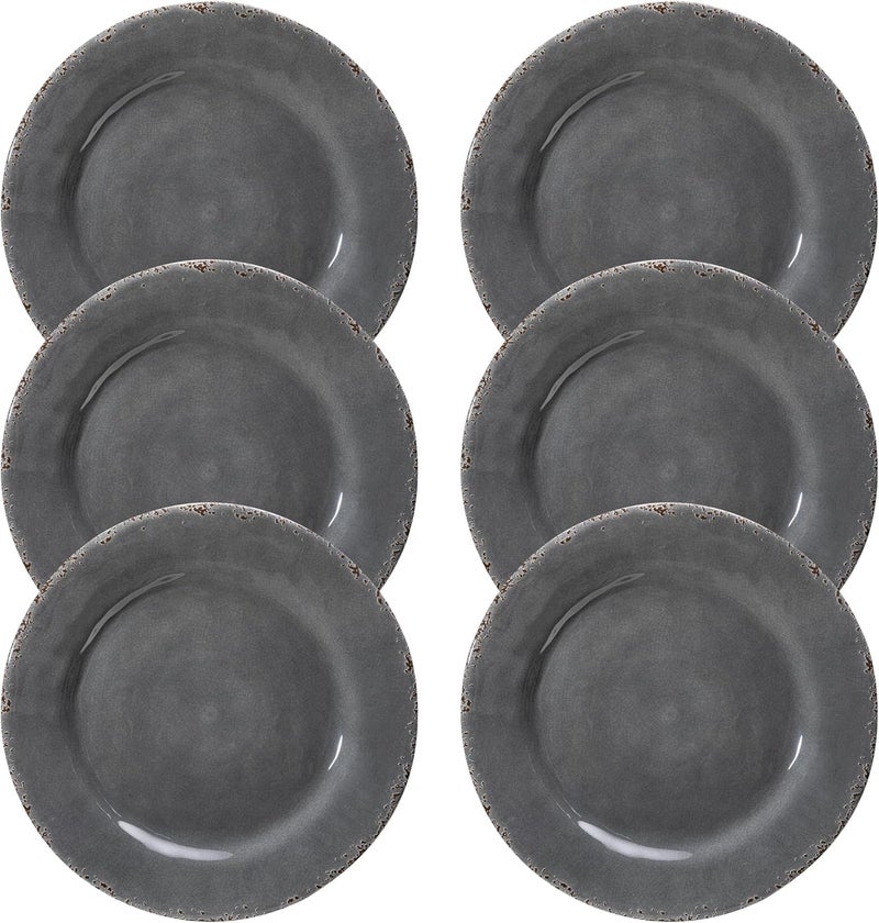 ZAROCRUS Farmhouse Melamine Dinner Plates Set of 6Break and Chip Resistant Kitchen Plates BPA Free 6pcs Dinner Dishes Set 11 Inch Lightweight larger Melamine Salad Plates for Everyday Use Gray - Image 2