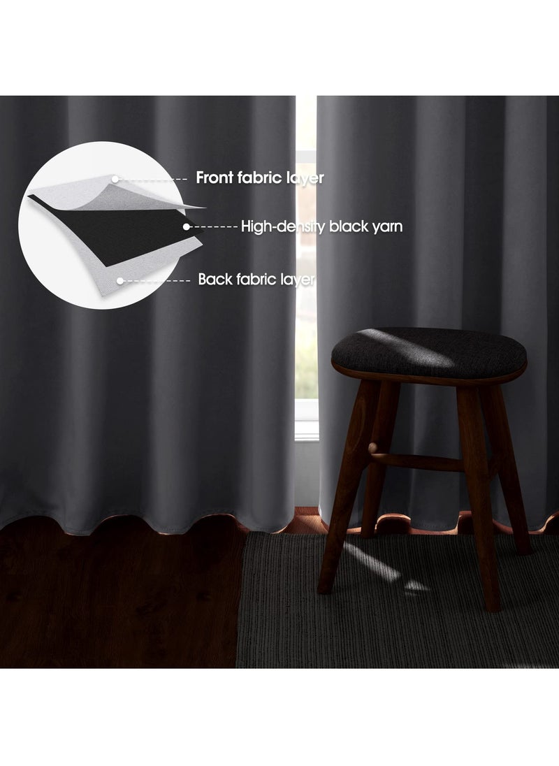 KYD 1 Panel Blackout Curtains,Darkening Curtains Decorative Thread Foil Blackout Curtains, Thermal Insulated Room Darkening Curtains for Bedroom Living Room 214x132 cm  - Image 3